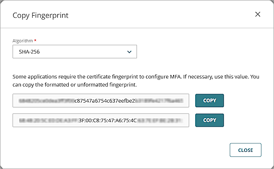 Screen shot of AuthPoint Fingerprint dialog box